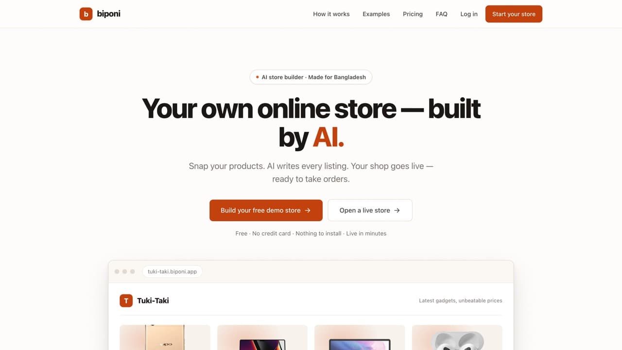 Screenshot of biponi