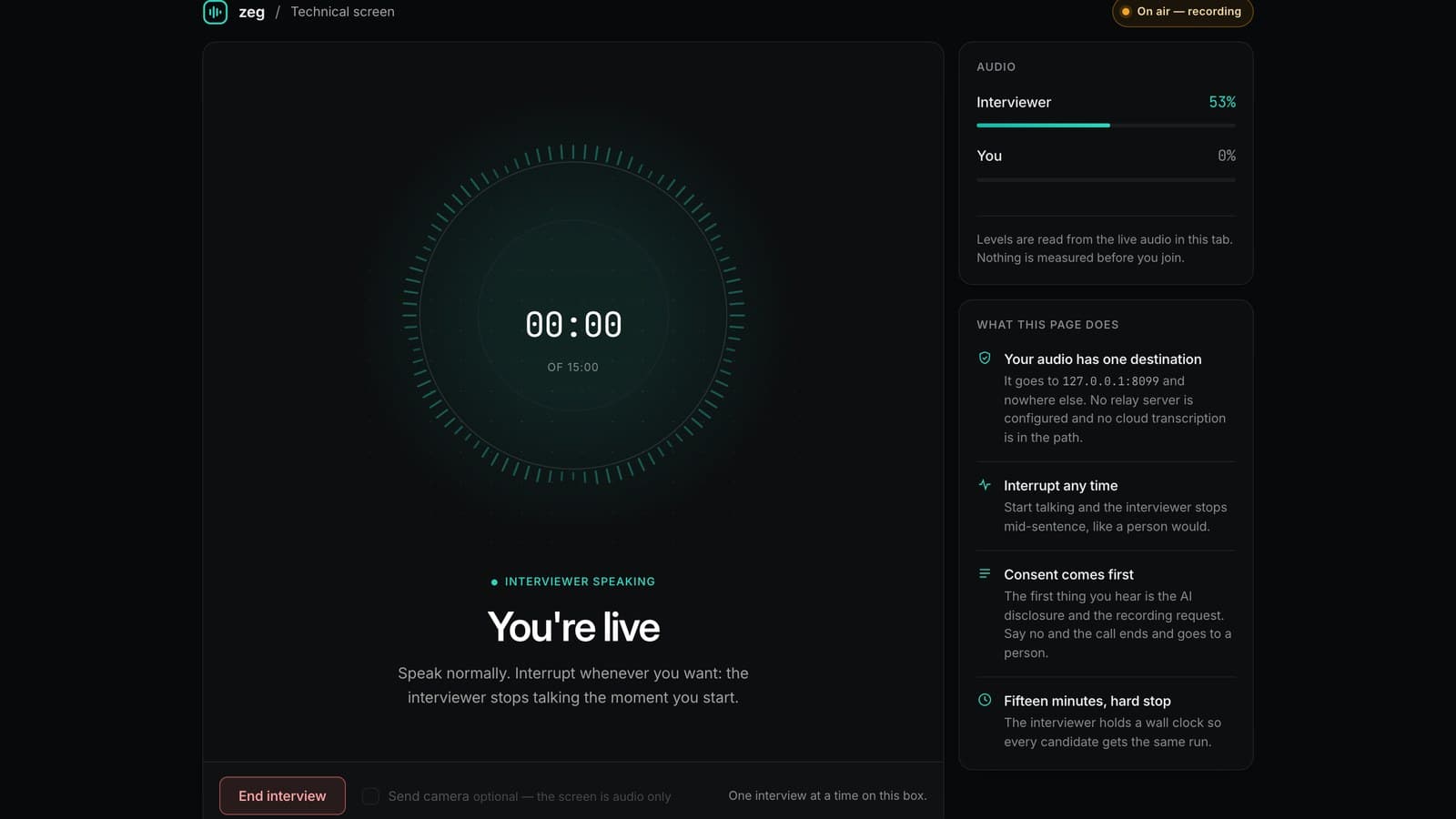Screenshot of zeg